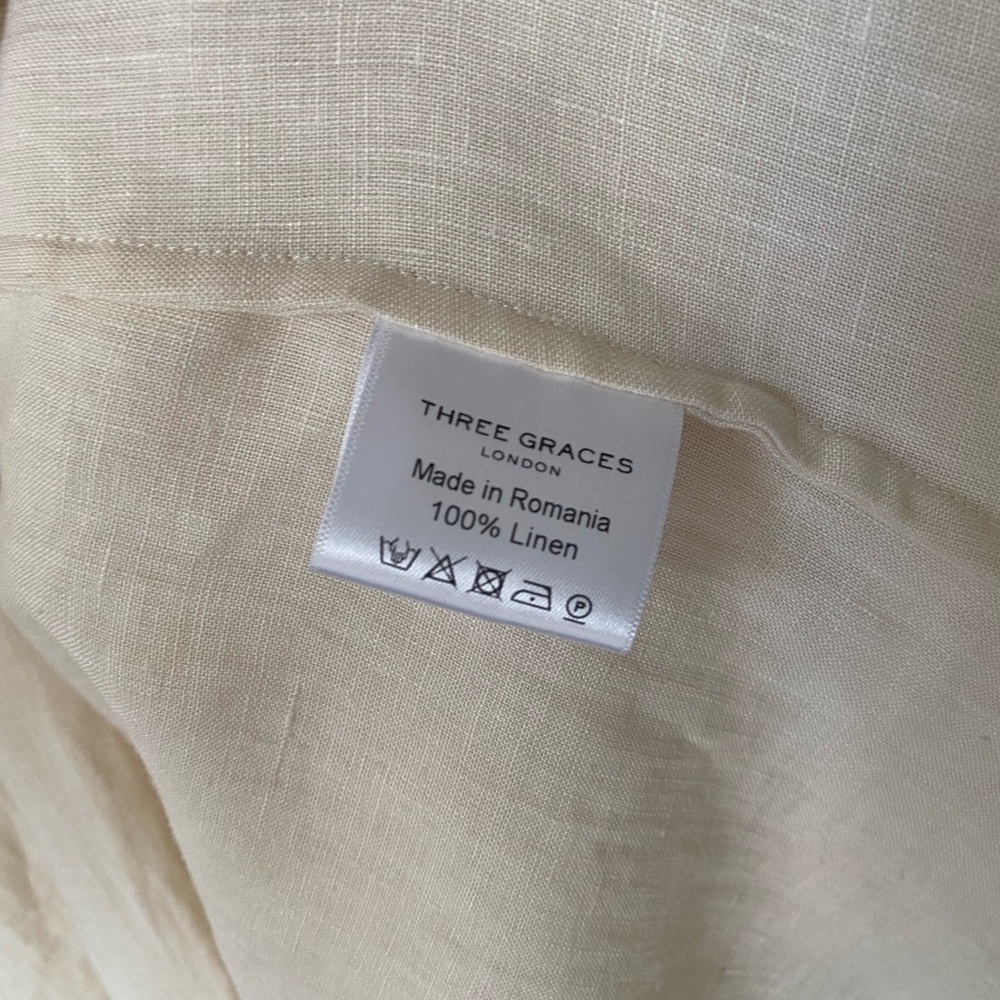 THREE GRACES LONDON Fiona Dress Ivory Linen S/M - Picture 9 of 13